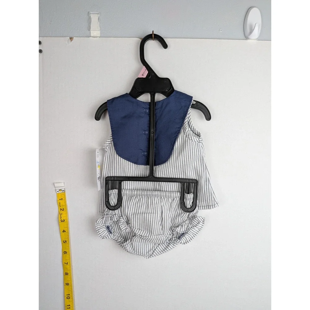 Carters Child of Mine Baby Girls Blue White Striped Sailor Set 0-3M NWT